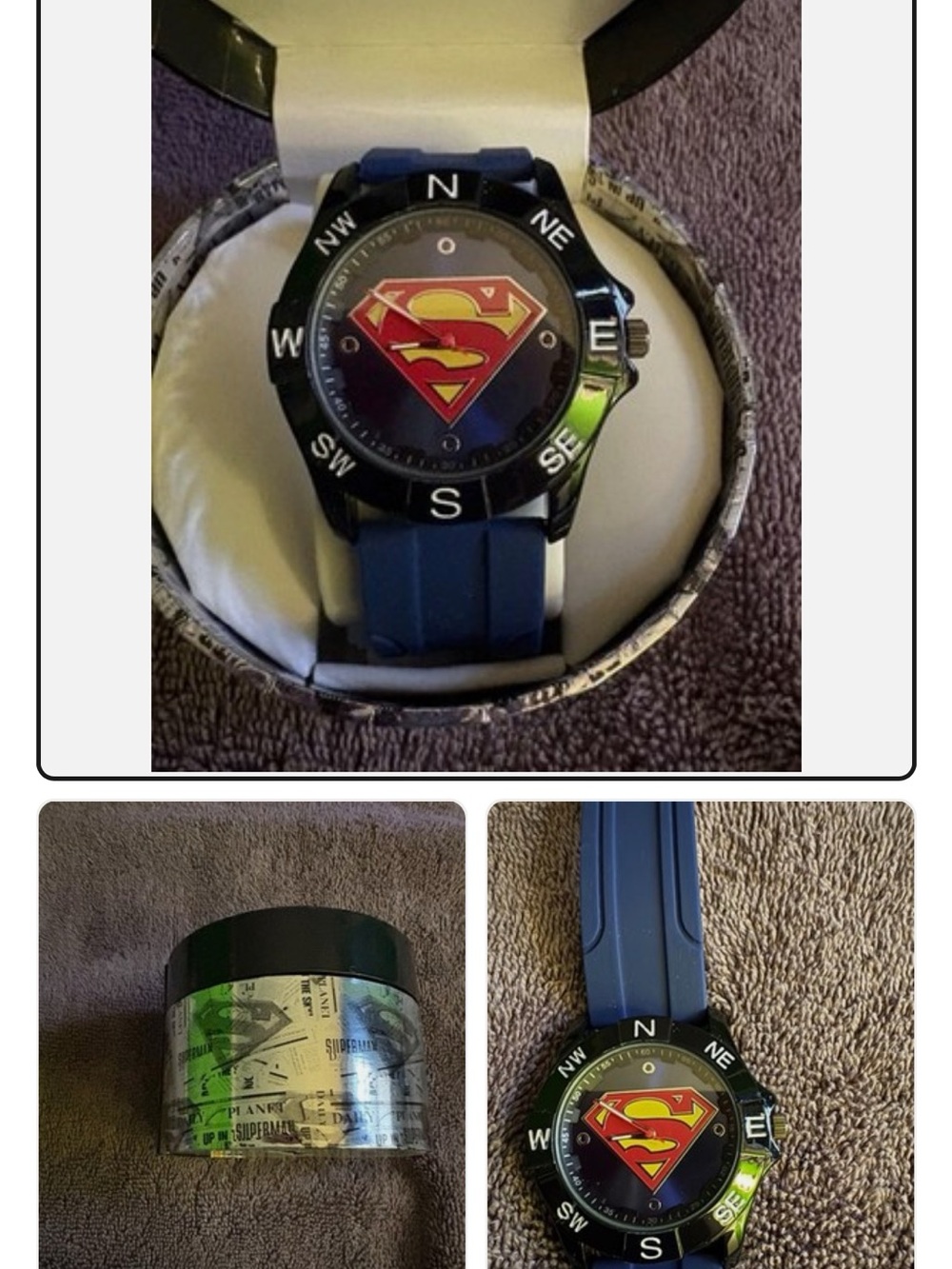 Unk Blue Silicone Strap Watch with Red & Yellow Superman Emblem